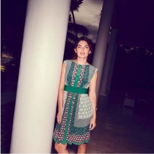 Boden Selina Green Boho Pleated size 4 Dress